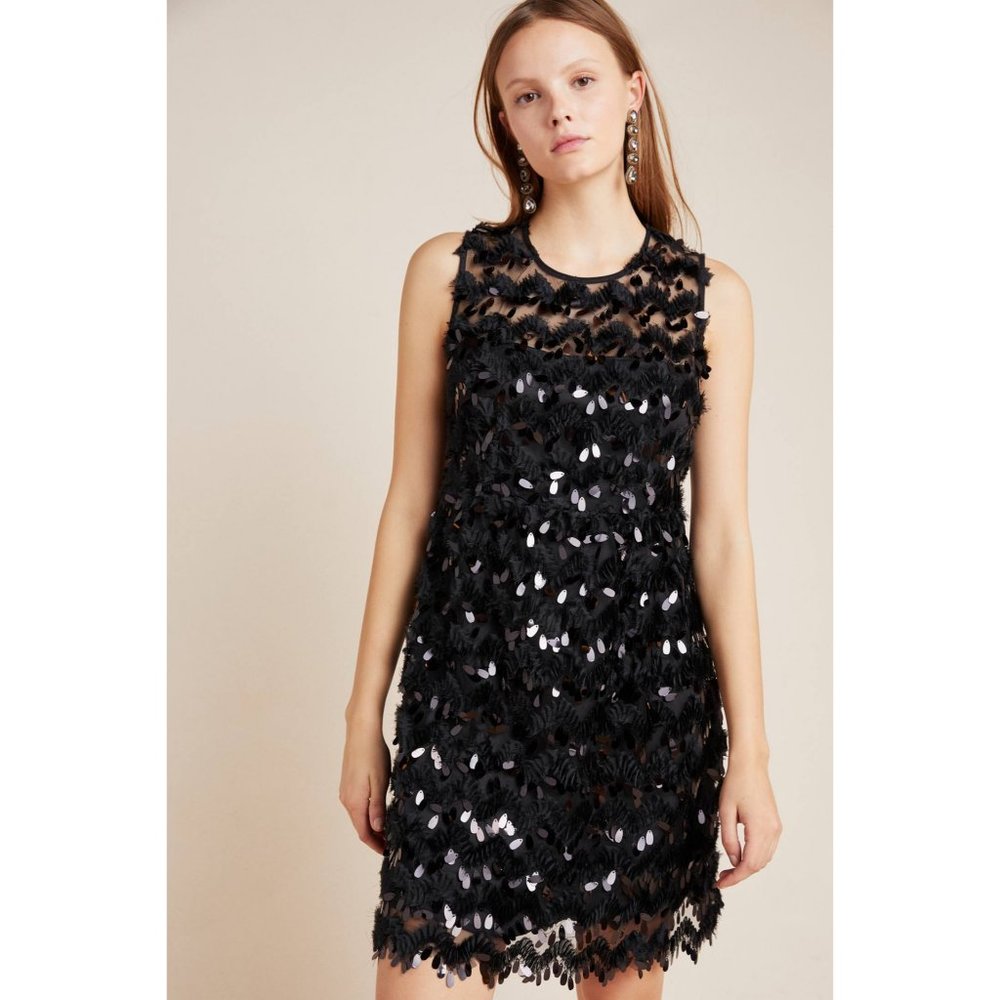 ANTHRO Blue Tassel Priscilla Textured Mini Dress